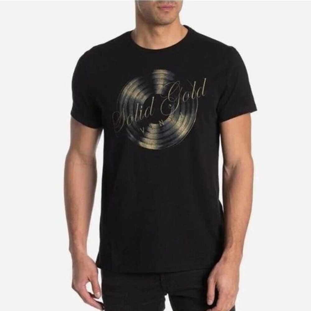 John Varvatos Men's Solid Gold Vinyl Graphic Tee T-Shirt Size XL New With Tags